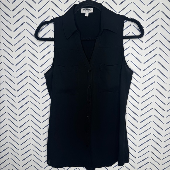 Express Black Sleeveless Portofino Blouse Size small - Picture 2 of 7
